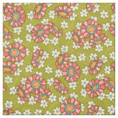 Retro Floral Muster grün und rosa Stoff (Muster)