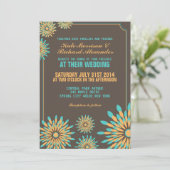 Retro Floral Muster Hochzeit Einladung (Stehend Vorderseite)