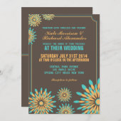 Retro Floral Muster Hochzeit Einladung (Vorne/Hinten)