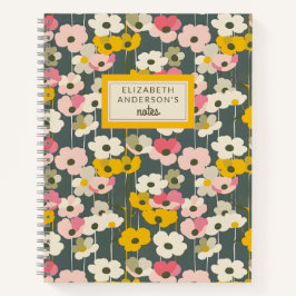 Retro Floral Muster Monogramm Notizblock