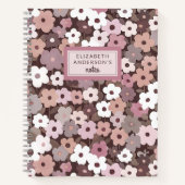 Retro Floral Muster Monogramm Notizblock (Vorderseite)