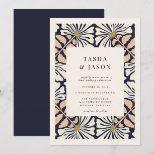 Retro floral Muster Rahmen Hochzeitseinladung Einladung