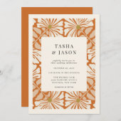 Retro floral Muster Rahmen Hochzeitseinladung Einladung (Vorne/Hinten)