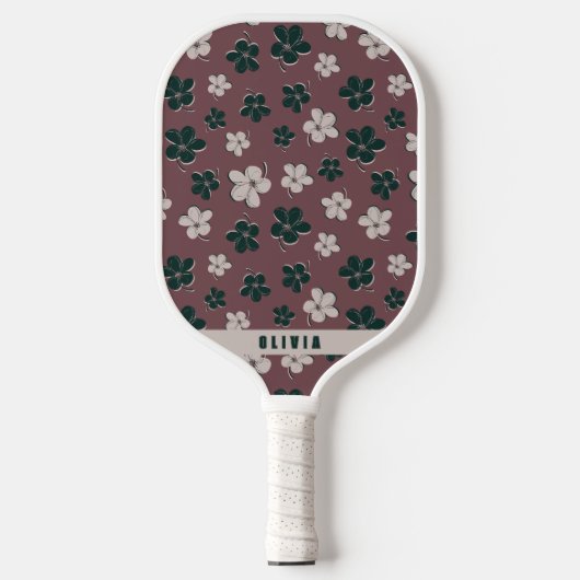 Retro Floral Muster Stilvolle Pickleball Paddel Pickleball Schläger (Vorderseite)