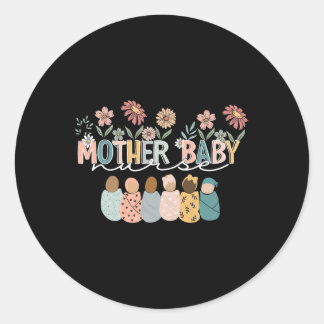 Retro Floral Mutter Ba Runder Aufkleber