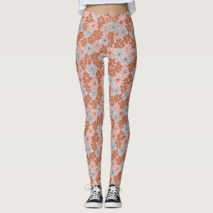 Retro Floral Nahtloses Muster Leggings