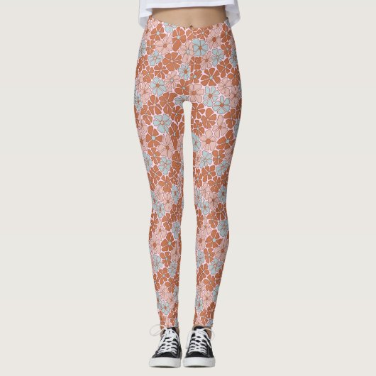 Retro Floral Nahtloses Muster Leggings (Vorderseite)