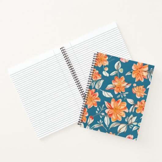Retro Floral Nahtloses Muster Notizblock (Innenseite)