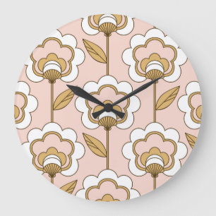 Retro floral: nahtloses Vintage-Muster. Große Wanduhr