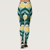 Retro Floral Nahtloses Vintages Muster Leggings (Rückseite)