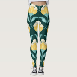 Retro Floral Nahtloses Vintages Muster Leggings