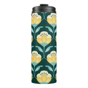 Retro Floral Nahtloses Vintages Muster Thermosbecher