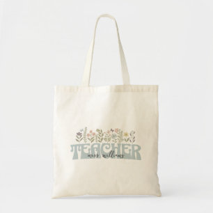 Retro Floral Name Lehrer Bewertung Tasche