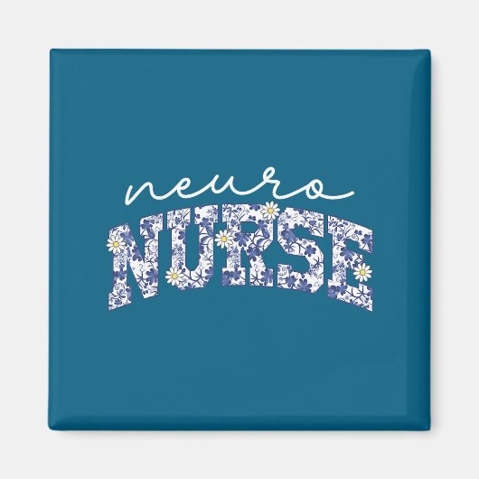 Retro Floral Neuro Nurse Neurology Neurologist Rn  Magnet (Vorne)