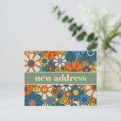 Retro Floral New Address / Moving Postkarte (Stehend Vorderseite)