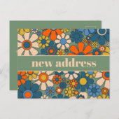 Retro Floral New Address / Moving Postkarte (Vorne/Hinten)