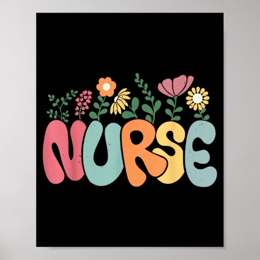 Retro Floral Nurse Graphic Nursing Appreciation Poster (Vorne)