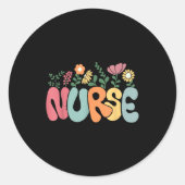 Retro Floral Nurse Graphic Nursing Appreciation Runder Aufkleber (Vorderseite)