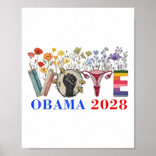 Retro Floral Obama 2028 Poster (Vorne)