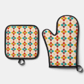 Retro Floral Ofenhandschuh & Topflappen-Set (Vorderseite)