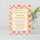 Retro Floral Ogee Mid-Century Modern Bridal Shower Einladung (Stehend Vorderseite)