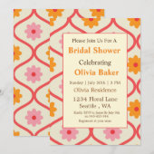 Retro Floral Ogee Mid-Century Modern Bridal Shower Einladung (Vorne/Hinten)