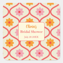 Retro Floral Ogee Mid-Century Modern Bridal Shower