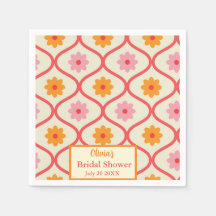 Retro Floral Ogee Mid-Century Modern Bridal Shower