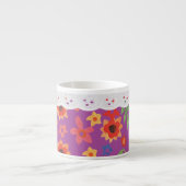 Retro Floral on Magenta, Imitate Spitzen Espresso  Espressotasse (Vorderseite)
