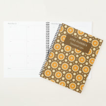Retro Floral Orange Brown Jahresplaner