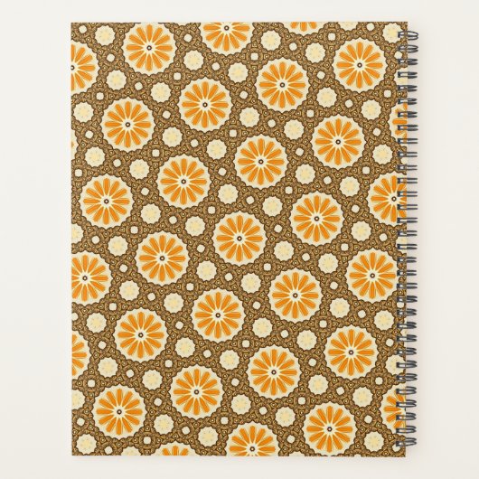 Retro Floral Orange Brown Jahresplaner Planer (Rückseite)
