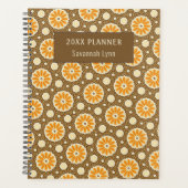 Retro Floral Orange Brown Jahresplaner Planer (Vorderseite)