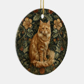 Retro Floral Orange Cat Keramik Ornament (Rechts)