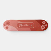 Retro Floral Orange Personalisiert Skateboard (Horizontal)
