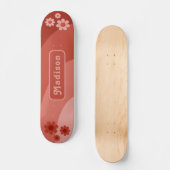 Retro Floral Orange Personalisiert Skateboard (Vorderseite)