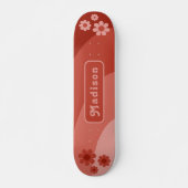 Retro Floral Orange Personalisiert Skateboard (Vorne)