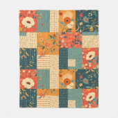 Retro-Floral-Patchwork-Quilt Fleecedecke (Vorderseite)
