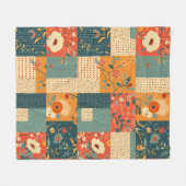 Retro-Floral-Patchwork-Quilt Fleecedecke (Vorderseite (Horizontal))