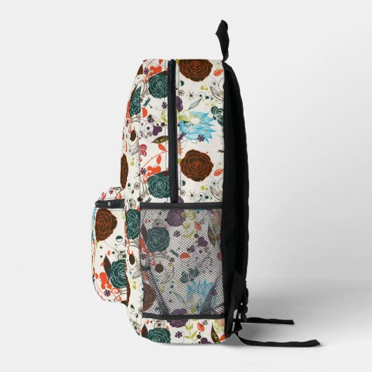 Retro Floral Pattern 2 Bedruckter Rucksack (Rechts)