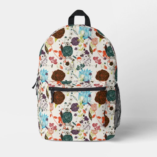 Retro Floral Pattern 2 Bedruckter Rucksack (Vorderseite)