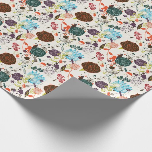 Retro Floral Pattern 2 Geschenkpapier (Ecke)