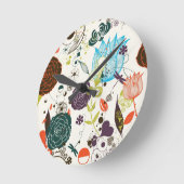 Retro Floral Pattern 2 Runde Wanduhr (Winkel)