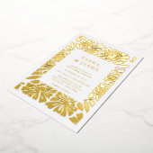 Retro Floral Pattern Frame Wedding Folieneinladung (Gedreht)