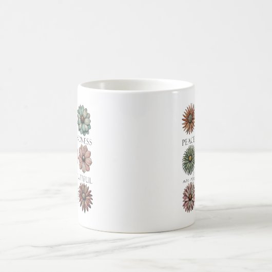 Retro Floral Peace and Kindness Kaffeetasse (Mittel)