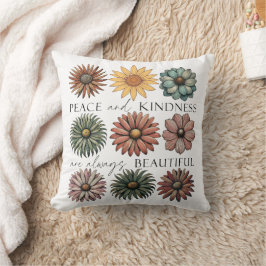 Retro Floral Peace and Kindness Kissen