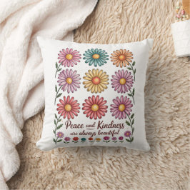 Retro Floral Peace and Kindness Kissen