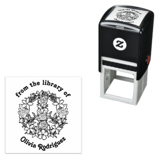 Retro Floral Peace Sign From The Library Permastempel