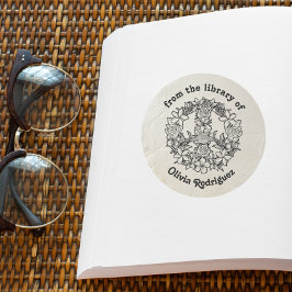 Retro Floral Peace Sign From The Library Runder Aufkleber