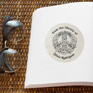 Retro Floral Peace Sign From The Library Runder Aufkleber