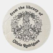 Retro Floral Peace Sign From The Library Runder Aufkleber (Vorderseite)